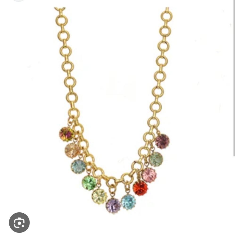 Gold Multi-Color Charm Necklace